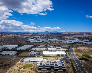Valencia Commerce Center aerial photo, with Logix headquarters in the foreground along Commerce Cent…